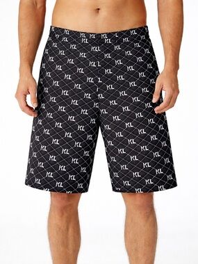Karl Lagerfeld Black & White “KL” Logo AOP Shorts